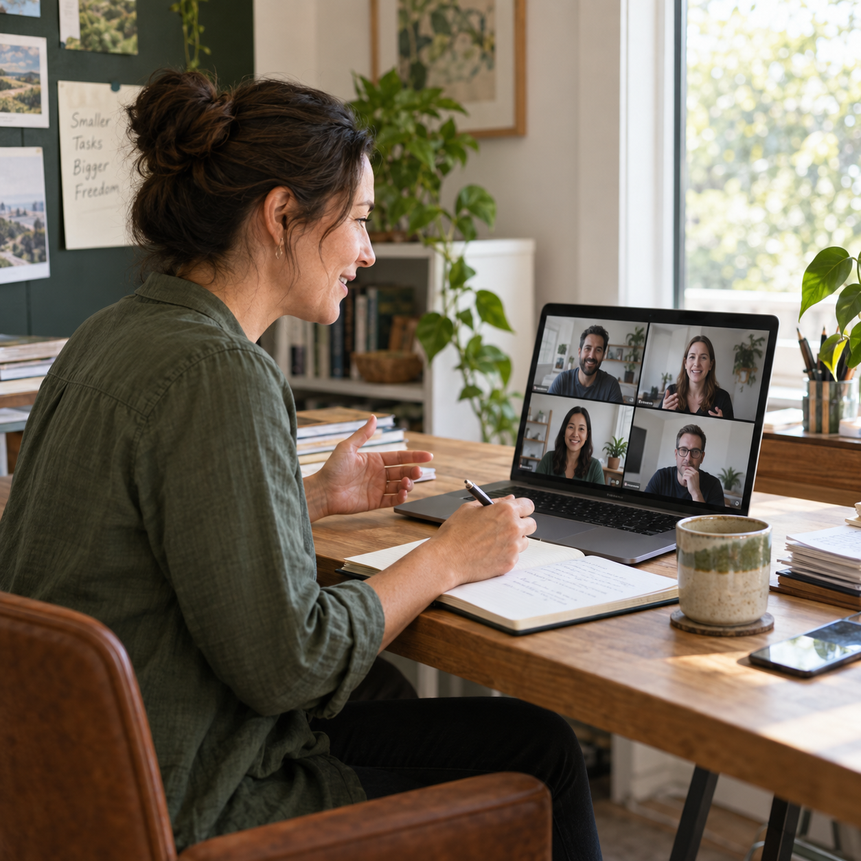 Illustration of an online discussion among business owners